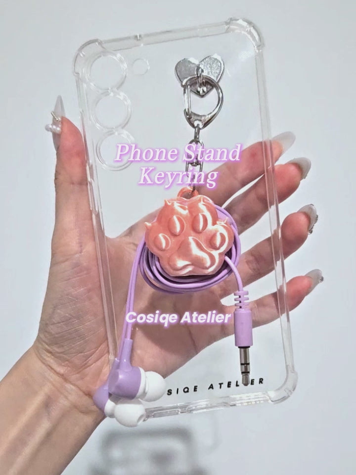 Paw Phone Stand Keyring- Silk White